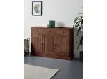 Sideboard Otto Home "Liotta", Braun, B:118Cm H:80Cm T:34Cm, Fsc-Zertifiziertes Massivholz, Sideboards, Sideboard, Kommode Mit 2 SchubkäSten U. 2 Verstellbare EinlegeböDen