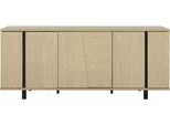 Sideboard Gami "Solena", Beige (Eiche Rookwood Nachbildung), B:181Cm H:75Cm T:45Cm, Holzwerkstoff, Sideboards, Sideboard, Sideboard 3 TüRen