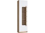 Vitrine Forte "Attention", Rivera Eiche, Weiß Glanz, B:60,2Cm H:210Cm T:34,3Cm, Holzwerkstoff, SchräNke, Vitrine, Vitrine Inkl. Beleuchtung, HöHe 210 Cm, Soft Close, GlastüRe