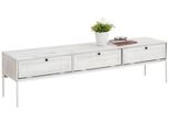 Lowboard Otto Home "Freya", Beige (Creme, Weiß), B:175Cm H:45Cm T:40Cm, Sideboards, Lowboard, Kommode Mit 3 Klappen, Metallgriffen, Aus Massivholz, Breite 175 Cm