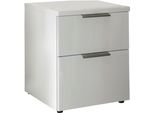 Nachtkonsole Wiemann "Como", Weiß (Weiß, Dekor, Glas Weiß, Schiefer), B:40Cm H:46,4Cm T:43Cm, Floatglas, Holzwerkstoff, Metall, Sideboards, Nachtkonsole, Vormontiert