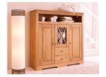 Highboard Otto Home "Lisa", Beige (Natur Gebeizt, Gewachst), B:130Cm H:125Cm T:35Cm, Massivholz, Sideboards, Highboard, Stauraumschrank Aus Massivem Kiefernholz, Mit Dekorativen FräSungen