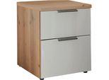 Nachtkonsole Wiemann "Como", Weiß (Bianco, Eiche, Dekor, Glas Weiß, Schiefer), B:40Cm H:46,4Cm T:43Cm, Floatglas, Holzwerkstoff, Metall, Sideboards, Nachtkonsole, Vormontiert
