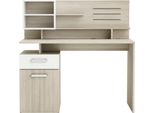 Schreibtisch Demeyere Group "Malicia", Weiß (Shannon Eich, Perle Weiß, Perle Weiß), B:121,5Cm H:119,6Cm T:58,4Cm, Tische, Schreibtisch, Schreibtisch Mit Funktionalen Ausstattung