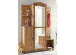 Kompaktgarderobe Otto Home "Finca", Beige (Natur Gebeizt, Gewachst), B:120Cm H:183Cm T:32Cm, Massivholz, SchräNke, Aus Massivem Kiefernholz, Mit Vielen StauraummöGlichkeiten