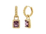 Paar Creolen Joop "Schmuck, Geschenk", Gelbgoldfarben, Lila, Lila, Ohrringe, Damen, 18Mm, Edelstahl, Mit Zirkonia (Synth.)