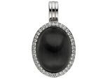 KettenanhäNger Jobo "AnhäNger Oval 33 Mm", Schwarz, Schwarz, SchmuckanhäNger, Damen, Silber 925 (Sterlingsilber), KettenanhäNger, 925 Silber Rhodiniert Mit Mondstein Imitation Und Zirkonia