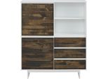 Highboard Otto Home "Morgan Midischrank", Braun (Weiß, Braun), B:100Cm H:120Cm T:35Cm, Sideboards, Highboard, Kommode Aus Massivem Kiefernholz, EingefräSte Griffmulden, HöHe 120 Cm