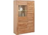 Vitrine Otto Home "Burani", Braun (Eiche Teilmassiv), B:90Cm H:145Cm T:35Cm, Holz Teilmassiv, SchräNke, Vitrine, Grifflose Optik