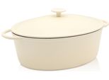 BräTer KrÜGer "Eisenguss GansbräTer Mit Deckel Savanna, 34 X 27 X 12,5 Cm", Beige (Creme), B:27Cm H:12,5Cm L:34Cm, TöPfe, FüR Induktions-Kochfelder Geeignet