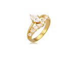 Fingerring Elli Premium "Zirkonia Marquise 925 Silber" Gr. 52, Gold, Fingerringe, Damen, 52Mm,Mit Steinen, Silber 925 (Sterlingsilber), 3Mm, Fingerring