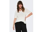 Kurzarmpullover Only Carmakoma "Carsunny S/S Pullover Knt Noos", Damen, Gr. S, Weiß (Cloud Dancer), Strick, Obermaterial: 55% Polyacryl, 45% Nylon, Unifarben, Regular Fit Normal, Rundhals, Pullover