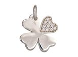 KettenanhäNger Jobo "AnhäNger GlüCksbringer Kleeblatt 14 Mm", Silber 925, Weiß, SchmuckanhäNger, MäDchen, Silber 925 (Sterlingsilber), KettenanhäNger, 925 Silber Rhodiniert Mit 10 Zirkonia