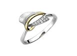 Fingerring Jobo "Eismatt" Gr. 60, Silber 925, Fingerringe, Damen, 60, Silber 925 (Sterlingsilber), Fingerring, 925 Silber Bicolor Vergoldet Mit 8 Zirkonia