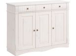 Sideboard Otto Home "Teresa", Weiß, B:118Cm H:90Cm T:40Cm, Sideboards, Sideboard, Kommode, 3-TüRig, Breite 118 Cm, Aus Massiver Kiefer, Fsc