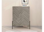 Highboard Otto Home "Eadwine", Eichefarb., B:90Cm H:120Cm T:38Cm, Mdf, Sideboards, Highboard, Kommode, Midischrank, Push-To-Open, TüRen Mit FischgräTen Muster