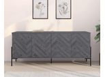 Sideboard Otto Home "Eadwine", Grau (Grau Eiche), B:175Cm H:75Cm T:38Cm, Mdf, Sideboards, Sideboard, Kommode, Push-To-Open, TüRen Mit FischgräTen Muster, Breite 175 Cm