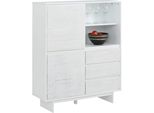 Highboard Otto Home "Morgan Midischrank", Weiß, B:100Cm H:120Cm T:35Cm, Sideboards, Highboard, Kommode Aus Massivem Kiefernholz, EingefräSte Griffmulden, HöHe 120 Cm