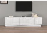 Lowboard Otto Home "Vela, HöHe 60 Cm, Breite 225 Cm,Design Mit SchräGen TüRen", Weiß (Weiß Hochglanz Fronten), B:225Cm H:60Cm T:35Cm, Sideboards, Lowboard, Made In Italy, Hochglanz Lackierte Fronten, Tv-Board, Tv-Kommode