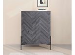 Highboard Otto Home "Eadwine", Grau Eiche, B:90Cm H:120Cm T:38Cm, Mdf, Sideboards, Highboard, Kommode, Midischrank, Push-To-Open, TüRen Mit FischgräTen Muster