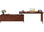Schreibtisch Otto Home "Luven, Aus Massivholz", Braun (Dunkelbraun), B:170Cm H:76Cm T:60Cm, Tische, Schreibtisch, In 2 Breiten, Variable Nutzung Als Schreibtisch Oder Eckschreibtisch