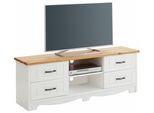 Lowboard Otto Home "Trinidad", Gelb (Weiß, Honigfarben), B:148Cm H:51Cm T:37Cm, Sideboards, Lowboard, Kommode, Breite 148 Cm, Mit 4 Schubladen