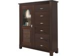 Highboard Otto Home "Rauna", Braun (Dunkelbraun), B:111,5Cm H:136Cm T:38Cm, Sideboards, Highboard, Vitrine, Breite 103 Cm, Fsc-Zertifiziertes Massivholz