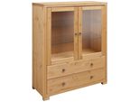 Highboard Otto Home "Gotland", Beige (Gelaugt GeöLt), B:101Cm H:130Cm T:40Cm, Sideboards, Highboard, Vitrine, Breite 101 Cm, TüRen Mit GlaseinsäTzen, Aus Massiver Kiefer