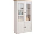 Vitrine Otto Home "Indra", Gelb (Weiß, Honig), B:85Cm H:145Cm T:32Cm, Massivholz, SchräNke, Vitrine, Aus Massiver Kiefer, Fsc, HöHe 145 Cm, Dezentes Ornament