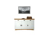 Kommode Otto Home "Konrad", Weiß (Weiß, Honig), B:156Cm H:82Cm T:39Cm, Massivholz, Sideboards, Kommode, Aus Massiver Kiefer, Breite 156 Cm, Mit Schubladen, FSC