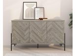 Sideboard Otto Home "Eadwine", Eichefarb., B:130Cm H:75Cm T:38Cm, Mdf, Sideboards, Sideboard, Kommode, Push-To-Open, TüRen Mit FischgräTen Muster, Breite 130 Cm