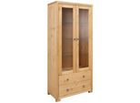 Vitrine Otto Home "Gotland", Beige (Gelaugt GeöLt), SchräNke, Vitrine, Breite 80 Cm, HöHe 178 Cm, Mit GlastüRen, Aus Massiver Kiefer, Fsc
