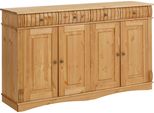 Sideboard Otto Home "Teresa", Beige (Natur), B:152Cm H:90Cm T:37Cm, Sideboards, Sideboard, Kommode, 4-TüRig, Breite 152 Cm, Aus Massiver Kiefer, Fsc