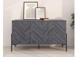 Sideboard Otto Home "Eadwine", Grau Eiche, B:130Cm H:75Cm T:38Cm, Mdf, Sideboards, Sideboard, Kommode, Push-To-Open, TüRen Mit FischgräTen Muster, Breite 130 Cm