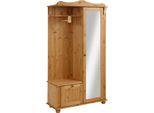 Kompaktgarderobe Otto Home "Adele", Beige (Natur), B:108Cm H:185Cm T:40Cm, Massivholz, SchräNke, Breite 108 Cm, Mit SpiegeltüR, Aus Massiver Kiefer, FSC