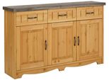 Sideboard Otto Home "Trinidad Antique", Beige (Natur, Grau), B:148Cm H:91Cm T:37Cm, Massivholz, Sideboards, Sideboard, Kommode, 148 Cm, Fsc Zertifiziertes Massivholz