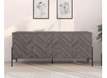 Sideboard Otto Home "Eadwine", Grau (Weiß Eiche), B:175Cm H:75Cm T:38Cm, Mdf, Sideboards, Sideboard, Kommode, Push-To-Open, TüRen Mit FischgräTen Muster, Breite 175 Cm