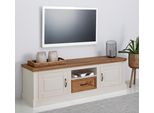 Lowboard Otto Home "Selma", Weiß (Weiß, Gebeizt), B:160Cm H:50Cm T:45Cm, Mdf, Massivholz, Sideboards, Lowboard, Tv-Kommode, Breite 160 Cm, 1 Schubkasten, 2 TüRen