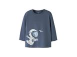 Langarmshirt Name It "Nmmdacek Ls Nreg Top Box", MäDchen, Gr. 92, Vintage Indigo, Jersey, Obermaterial: 95% Baumwolle, 5% Elasthan, Normal Normal, Rundhals, Shirts Langarmshirt