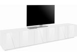 Lowboard Home Affaire "Ping, Tv-Board, Tv-Band, Tv-Kommode", Weiß (Weiß Hochglanz Lack), B:243Cm H:46Cm T:44Cm, Sideboards, Lowboard, Mit 6 TüRen, Breite 243,8 Cm