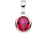 KettenanhäNger Jobo "AnhäNger Oval Rot 14 Mm", Rot, Rot, SchmuckanhäNger, Damen, Silber 925 (Sterlingsilber), KettenanhäNger, 925 Silber Rhodiniert Mit Zirkonia