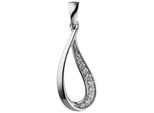 KettenanhäNger Jobo "AnhäNger Tropfen 24 Mm", Silber 925, Weiß, SchmuckanhäNger, Damen, Silber 925 (Sterlingsilber), KettenanhäNger, 925 Silber Rhodiniert Mit 10 Zirkonia