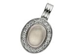 KettenanhäNger Jobo "AnhäNger Oval 18 Mm", Silber 925, Rosa, SchmuckanhäNger, Damen, Silber 925 (Sterlingsilber), KettenanhäNger, 925 Silber Rhodiniert Mit Rosenquarz Und 22 Zirkonia
