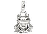 KettenanhäNger Jobo "AnhäNger Frosch 22 Mm", Silber 925, Weiß, SchmuckanhäNger, Damen, Silber 925 (Sterlingsilber), KettenanhäNger, 925 Silber Rhodiniert Mit 12 Zirkonia