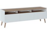 Lowboard Home Affaire "Scandi", Weiß (Weiß Alpin, Jackson Hickory), B:149,7Cm H:51,7Cm T:41,7Cm, Holzwerkstoff, Sideboards, Lowboard, Breite 150 Cm