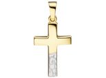 KreuzanhäNger Jobo "AnhäNger KreuzanhäNger Kreuz Goldkreuz 20 Mm", Gelbgold 333, SchmuckanhäNger, Damen, Gelbgold 333, 333 Gold Bicolor Diamantiert
