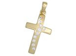 KreuzanhäNger Jobo "AnhäNger Kreuz Goldkreuz 20 Mm", Gelbgold 333, Weiß, SchmuckanhäNger, Damen, Gelbgold 333, 333 Gold Mit 10 Zirkonia
