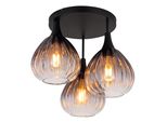 Globo Lighting Deckenleuchte "Olsen", Schwarz, 1 Stk., Leuchten, Deckenlampe/Glas Rauchfarben/Klar Verlaufend/Wohnzimmer, Deckenleuchte