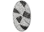 KettenanhäNger Jobo "AnhäNger Oval 27 Mm", Silber 925, Schwarz, Weiß, SchmuckanhäNger, Damen, Silber 925 (Sterlingsilber), KettenanhäNger, 925 Silber Rhodiniert Mit 95 Schwarzen Und WeißEn Zirkonia