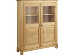 Highboard Otto Home "Rauna", Beige (Gelaugt, GeöLt), B:111,6Cm H:135,7Cm T:38Cm, Sideboards, Highboard, Vitrine, Breite 111,6 Cm, Aus Massiver Kiefer